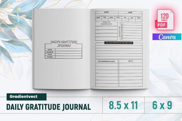 Download (KDP) Daily Gratitude Journal Canva - Daily gratitude journal Collection