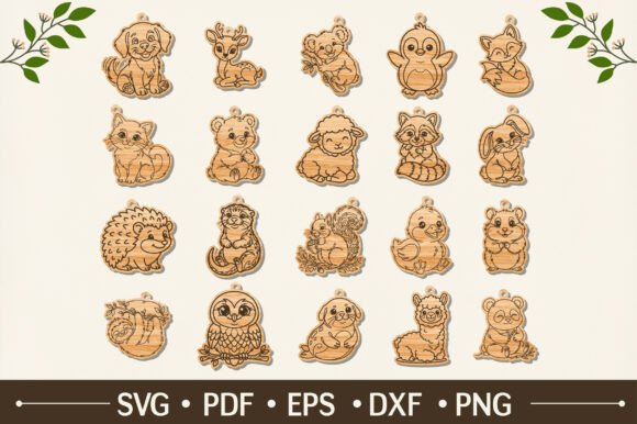 Download Cute Animal Keychain Engraving Bundle - Key Collection