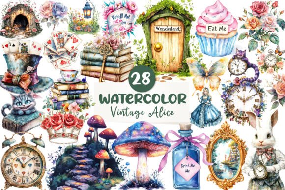 Download Vintage Alice in Wonderland Clipart - Alice in wonderland Collection