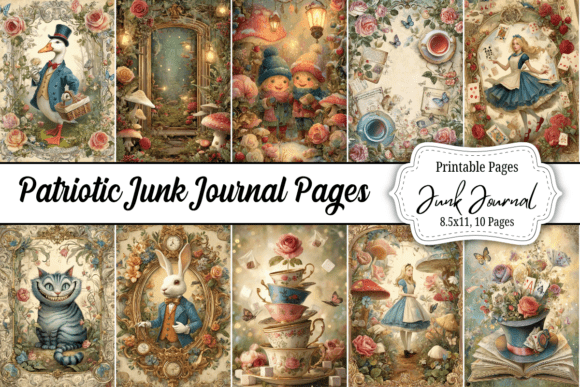 Download Alice in Wonderland Junk Journal Kit - Alice in wonderland Collection
